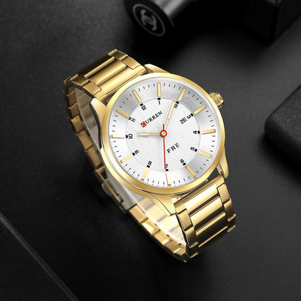 Men's Watches, Waterproof & Fashionable Business Style Steel Band Quartz Wristwatch Watch Dual Calendar Watch for Men