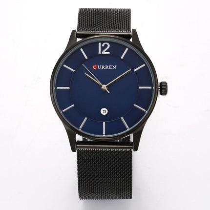 Men's Watches Fashion enjoy leisure Quartz Analog Mesh Stainless Steel Watches Waterproof Date Watch for Men