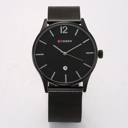 Men's Watches Fashion enjoy leisure Quartz Analog Mesh Stainless Steel Watches Waterproof Date Watch for Men