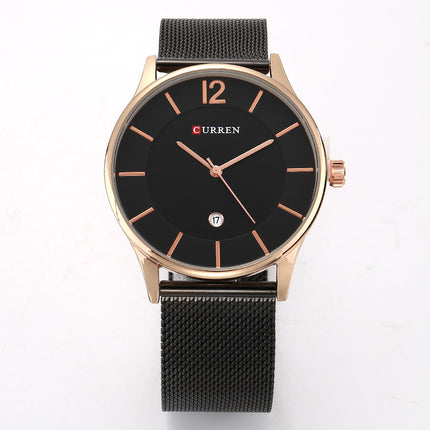 Men's Watches Fashion enjoy leisure Quartz Analog Mesh Stainless Steel Watches Waterproof Date Watch for Men