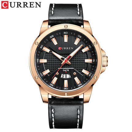 Men's Watches Waterproof Quartz Watches Fashion Leather Strap Wristwatch Business Calendar Watch for Men