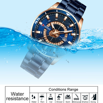 Men's Watches Waterproof Fashion Quartz Wristwatches Calendar With Stainless Steel Strap Business Watch for Men