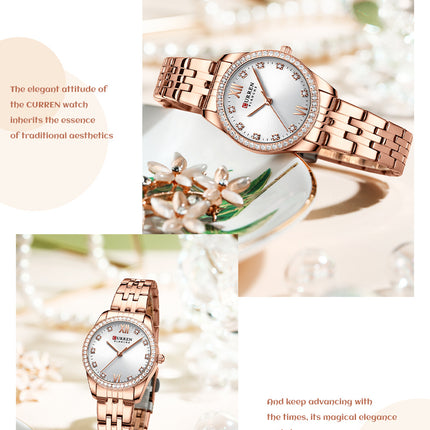 Women's Watches Casual Stainless Steel Watches Fashion Waterproof Round Watches Quartz Movement Analogue Watch for Women