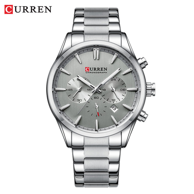 Men's Fashion Watches Date Quartz Waterproof Multifunction Wristwatches,Stainsteel Steel Band Sport Watch for Men