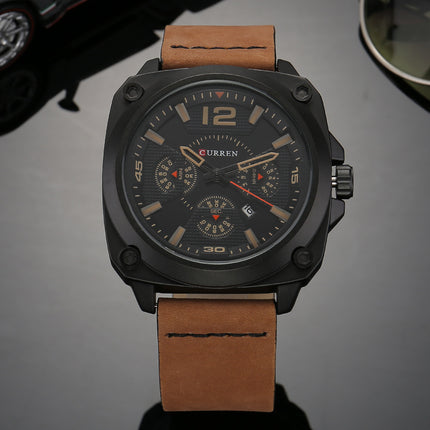 Men's Watches Analog Quartz Classic Casual Waterproof Wrist Fashion Watch Leather Band and Calendar Watch for Men