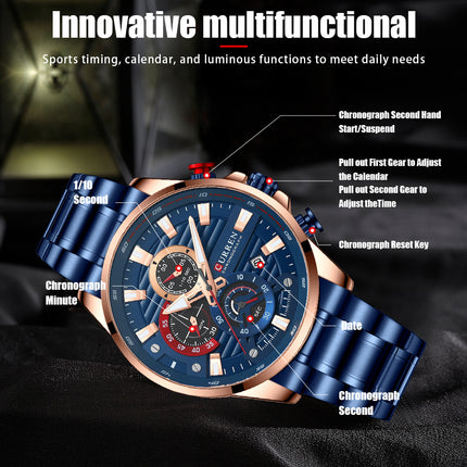 Men's Watches Stainless Steel Waterproof Watch for Men Business Analog Quartz Wrist Watch Fashion Design Dial