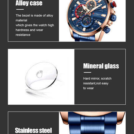 Men's Watches Stainless Steel Waterproof Watch for Men Business Analog Quartz Wrist Watch Fashion Design Dial