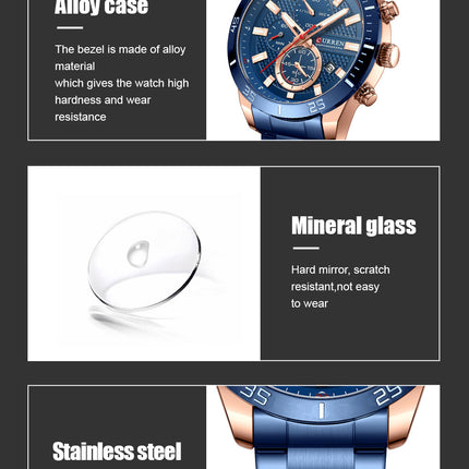 Men's Watches, Stainless Steel Analog Watch for Men Male Waterproof Wristwatch Quartz wristwatches