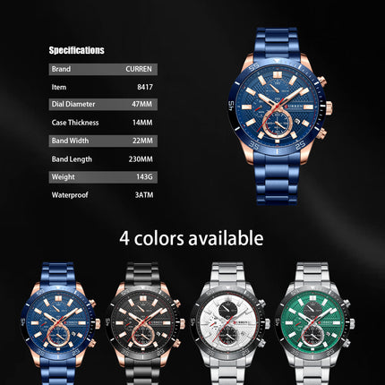 Men's Watches, Stainless Steel Analog Watch for Men Male Waterproof Wristwatch Quartz wristwatches