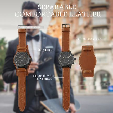 Men's Watches Waterproof Watch for Men Fashion Quartz Wristwatches Calendar With Leather Strap