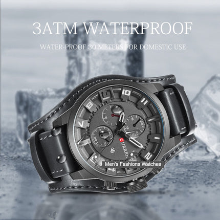 Men's Watches Waterproof Watch for Men Fashion Quartz Wristwatches Calendar With Leather Strap