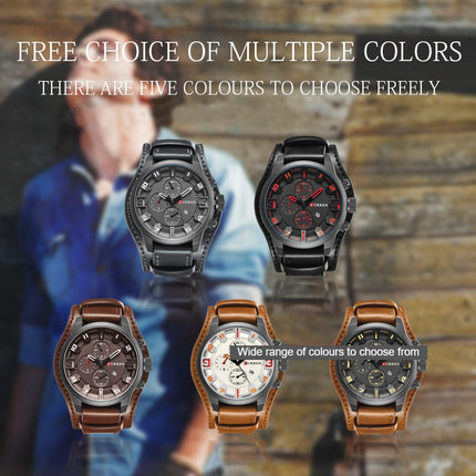 Men's Watches Waterproof Watch for Men Fashion Quartz Wristwatches Calendar With Leather Strap