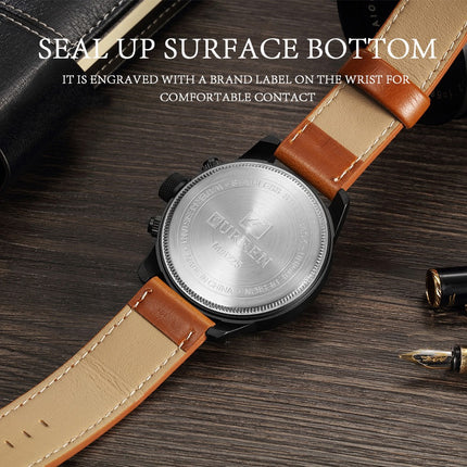 Men's Watches Waterproof Watch for Men Fashion Quartz Wristwatches Calendar With Leather Strap