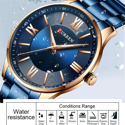 Men's Watches, Stainless Steel Analog Watch for Men Male Waterproof Wristwatch Quartz wristwatches-H