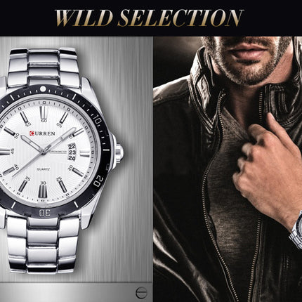 Men's Watches, Stainless Steel Analog Watch for Men Male Waterproof Calendar Quartz wristwatches