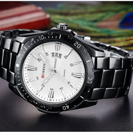 Men's Watches, Stainless Steel Analog Watch for Men Male Waterproof Calendar Quartz wristwatches