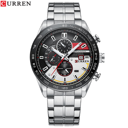 Men's Watches, Stainless Steel Analog Watch for Men Male Waterproof Calendar Quartz wristwatches-R4