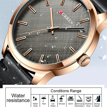 Men's Watches Fashion Waterproof Watch for Men Quartz With Genuine leather Strap Wristwatches