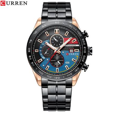 Men's Watches, Stainless Steel Analog Watch for Men Male Waterproof Calendar Quartz wristwatches-R4