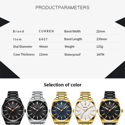 Men's Watches, Stainless Steel strap Watch for Men Male Waterproof Quartz Business wristwatches-V1