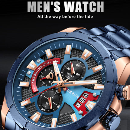 Men's Watches,  Waterproof Quartz Business Calendar wristwatches Stainless Steel Strap Watch for Men