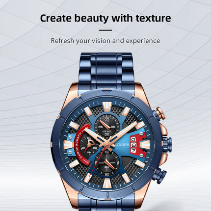 Men's Watches,  Waterproof Quartz Business Calendar wristwatches Stainless Steel Strap Watch for Men