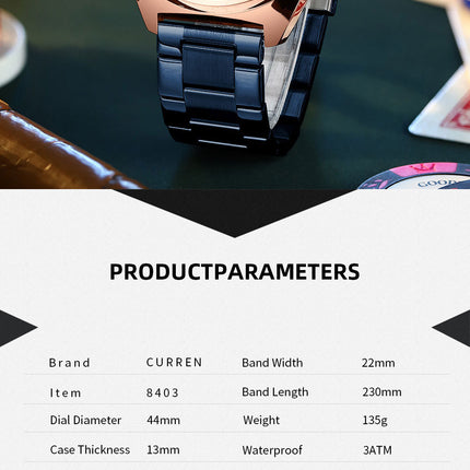 Men's Watches,  Waterproof Calendar Quartz wristwatches Stainless Steel Strap Watch for Men-V2