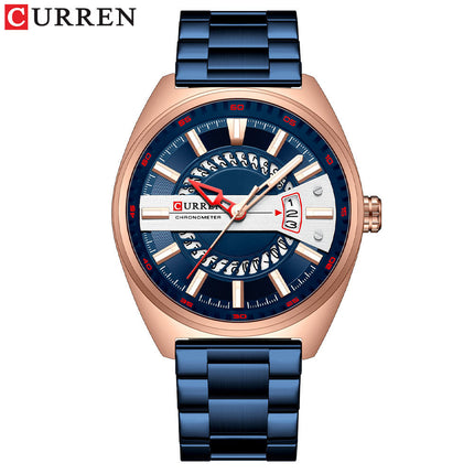 Men's Watches,  Waterproof Calendar Quartz wristwatches Stainless Steel Strap Watch for Men-V2