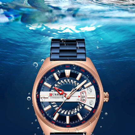 Men's Watches,  Waterproof Calendar Quartz wristwatches Stainless Steel Strap Watch for Men-V2