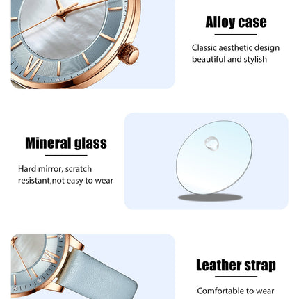 Women's Fashion Watches Quartz Genuine Leather Strap Wristwatch Waterproof  Watch for Women-V5