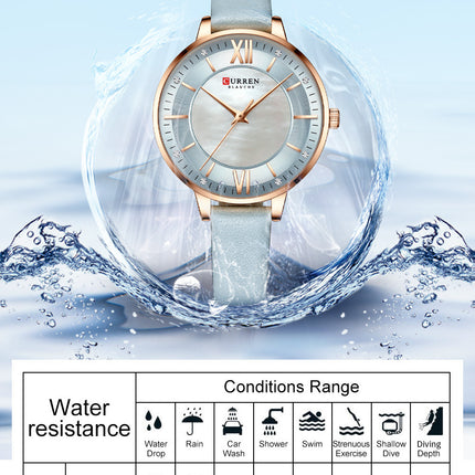 Women's Fashion Watches Quartz Genuine Leather Strap Wristwatch Waterproof  Watch for Women-V5