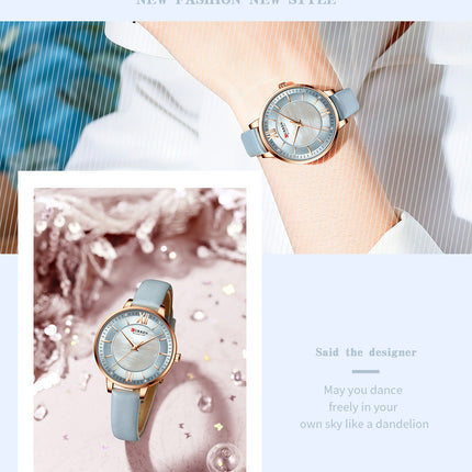 Women's Fashion Watches Quartz Genuine Leather Strap Wristwatch Waterproof  Watch for Women-V5