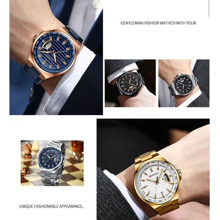 Men's Watches,  Waterproof Calendar Quartz wristwatches Stainless Steel Strap Watch for Men