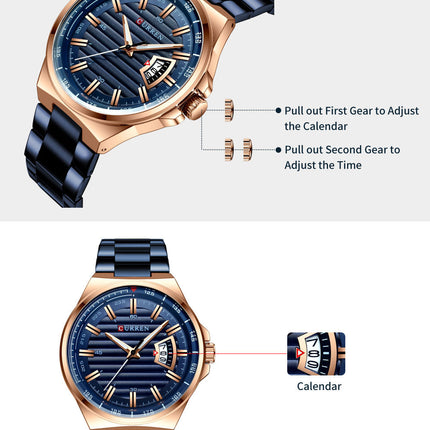 Men's Watches,  Waterproof Calendar Quartz wristwatches Stainless Steel Strap Watch for Men