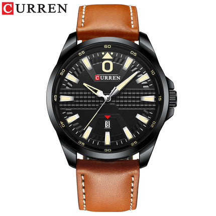 Men's Watches Fashion Waterproof Watch for Men Quartz Calendar With Genuine leather Strap Wristwatches