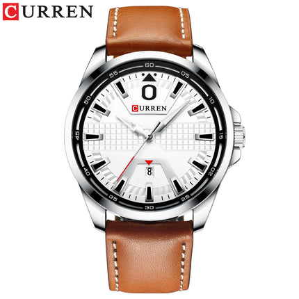 Men's Watches Fashion Waterproof Watch for Men Quartz Calendar With Genuine leather Strap Wristwatches