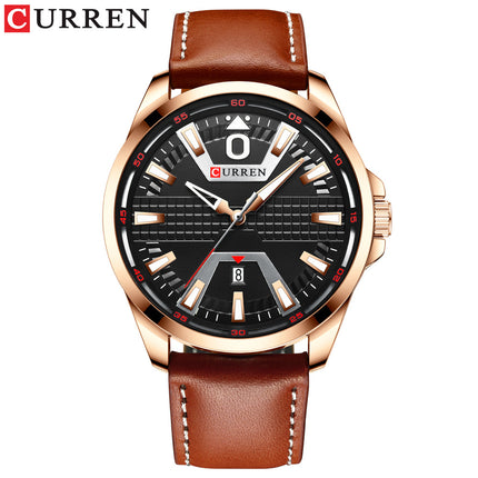 Men's Watches Fashion Waterproof Watch for Men Quartz Calendar With Genuine leather Strap Wristwatches