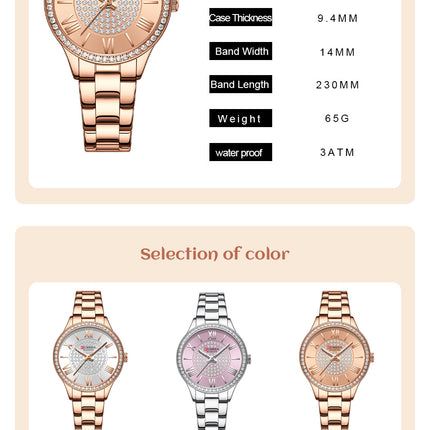 Women's Fashion Watches Stainless Steel Strap Quartz Waterproof  Watch for Women