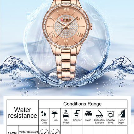 Women's Fashion Watches Stainless Steel Strap Quartz Waterproof  Watch for Women