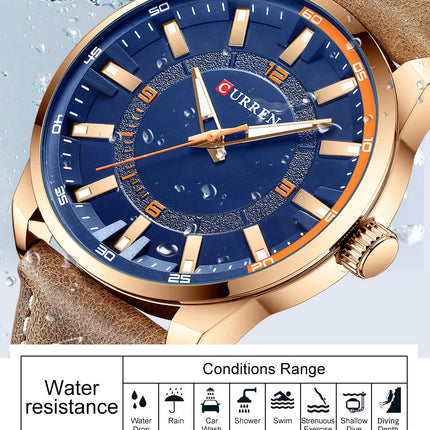 Men's Watches, Leather Strap Watch for Men Male Waterproof Quartz Business wristwatches