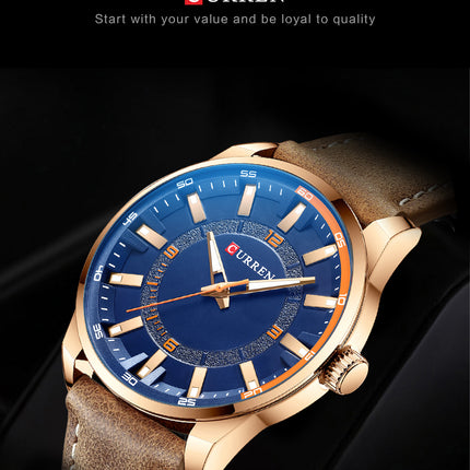 Men's Watches, Leather Strap Watch for Men Male Waterproof Quartz Business wristwatches