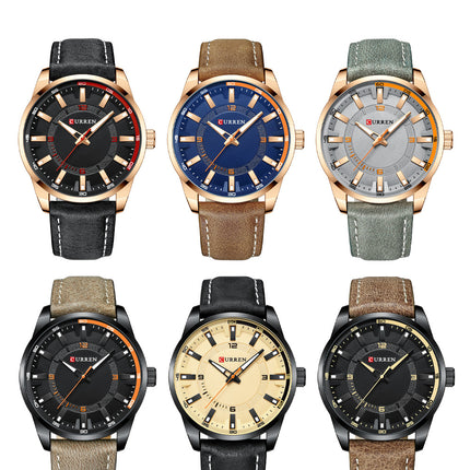 Men's Watches, Leather Strap Watch for Men Male Waterproof Quartz Business wristwatches