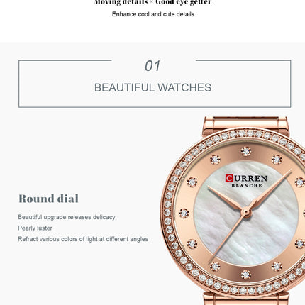 Women's Fashion Watches Stainless Steel Strap Quartz Waterproof Watch for Women-D