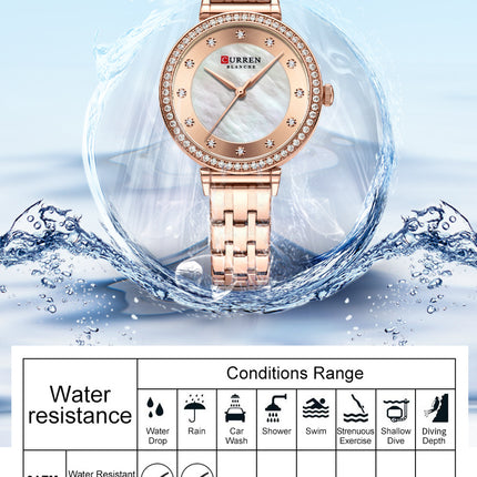 Women's Fashion Watches Stainless Steel Strap Quartz Waterproof Watch for Women-D