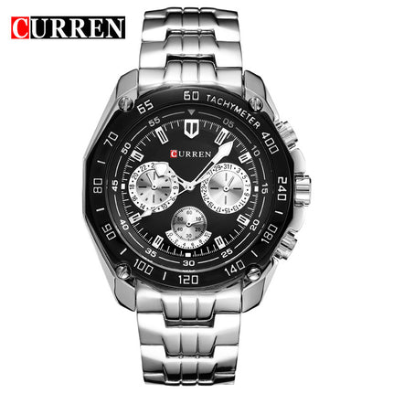 Men's Watches, Stainless Steel Strap Watch for Men Male Waterproof Quartz Business wristwatches-E