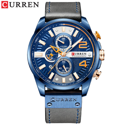 Men's Watches, Leather Strap Watch for Men Male Waterproof Quartz Calendar wristwatches