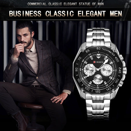 Men's Watches, Stainless Steel Strap Watch for Men Male Waterproof Quartz Business wristwatches-E