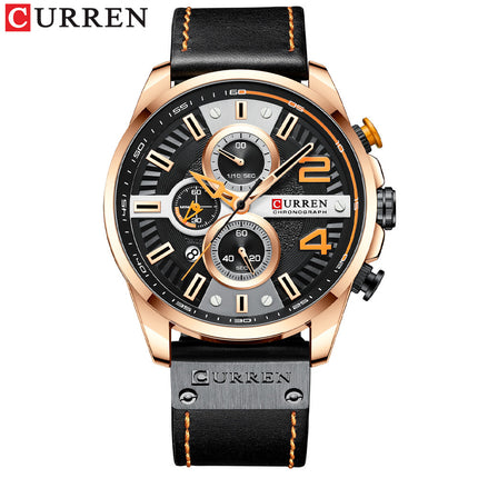 Men's Watches, Leather Strap Watch for Men Male Waterproof Quartz Calendar wristwatches