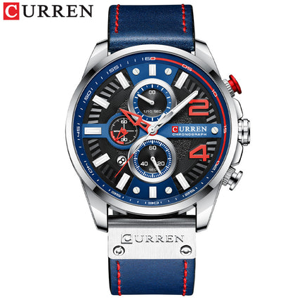 Men's Watches, Leather Strap Watch for Men Male Waterproof Quartz Calendar wristwatches