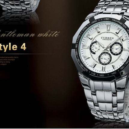 Men's Watches, Stainless Steel Strap Watch for Men Male Waterproof Quartz wristwatches